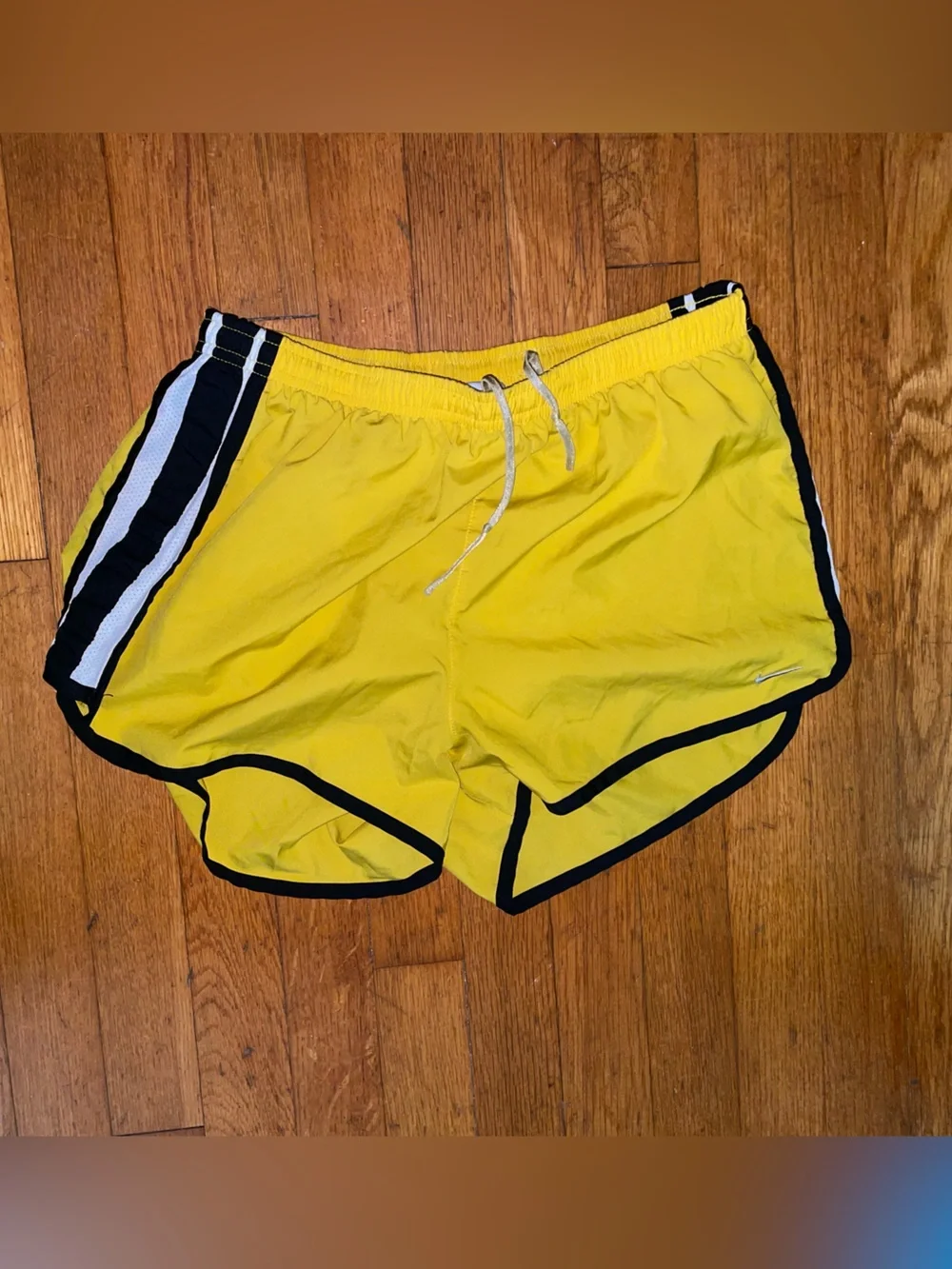 Nike Yellow Women's Athletic Shorts with Black Trim